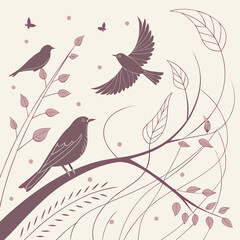 bird on a branch with flowers