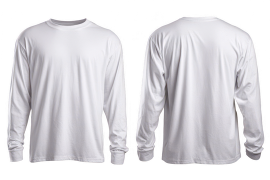 Blank white long-sleeve shirt, front and back views (8)