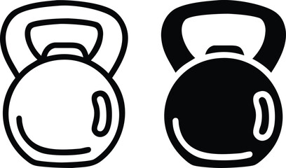 Kettlebell Icon Black and White Vector for Gym Fitness Workout Equipment Design