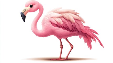 Fototapeta premium Pink flamingo illustration against a white background.
