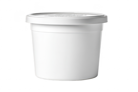 White plastic food container with lid