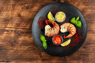 Roasted large lobster tail.