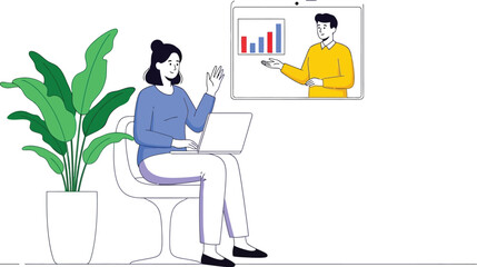 Online meeting remote work video conference call webinar presentation laptop