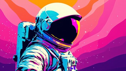 Obraz premium A vibrant digital illustration of an astronaut in a space suit