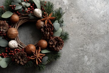 Rustic Winter Wreath: Earthy Tones and Natural Elements