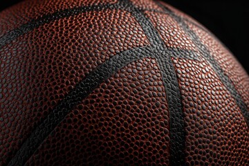 Close-up Basketball Texture: Rich Brown, Dramatic Lighting