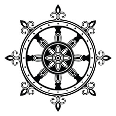 Claude Tibetan Mandala Design Vector &ndash; traditional geometric floral ornament isolated on white background.
