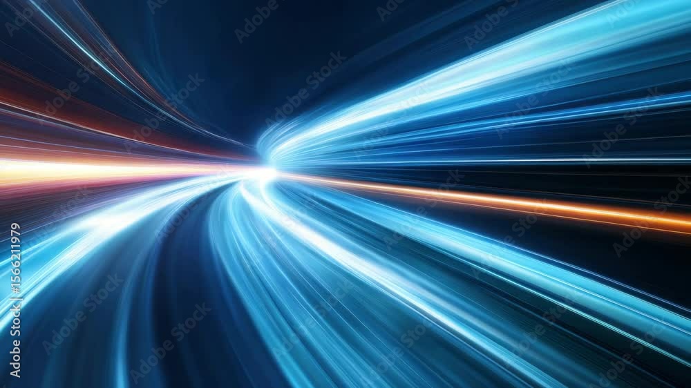 Sticker blue light streak dynamic motion blur with futuristic energy and speed technology creating vibrant t