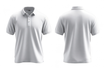 Blank white polo shirt, front and back views (41)