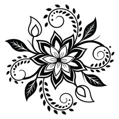 Claude Tibetan Mandala Design Vector – traditional geometric floral ornament isolated on white background.
