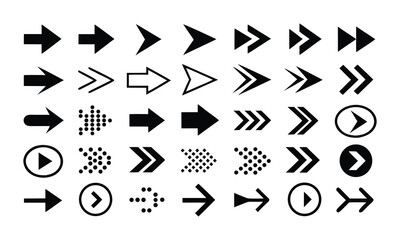 Diverse collection of vector arrows in various styles for navigation and directional signage
