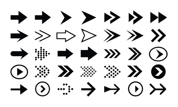 Diverse collection of vector arrows in various styles for navigation and directional signage