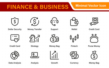 Finance and business line icons collection. Big UI icon set in a flat design. Thin outline icons pack.