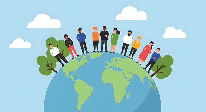 people holding hands around the world