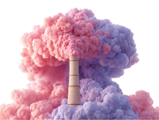 Smoke stack emitting carbon load and gas trace representing air pollution and emissions
