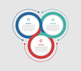 circle shape infographic diagram with big circle circular flow looping infinite connection with 3 step for slide presentation