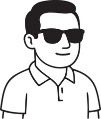 Simple line art portrait of a man with sunglasses