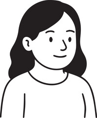 Simple line art portrait of young woman