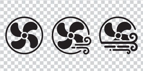 Black fan icons showing airflow wind ventilation