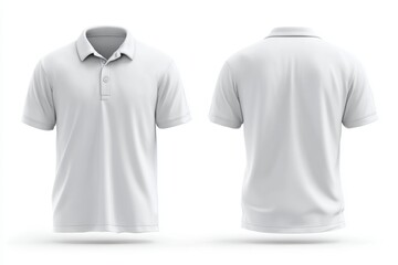Classic White Polo Shirt: Front and Back View, Minimalist Style