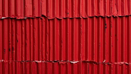 Distressed Red Corrugated Metal Surface With Tear Marks