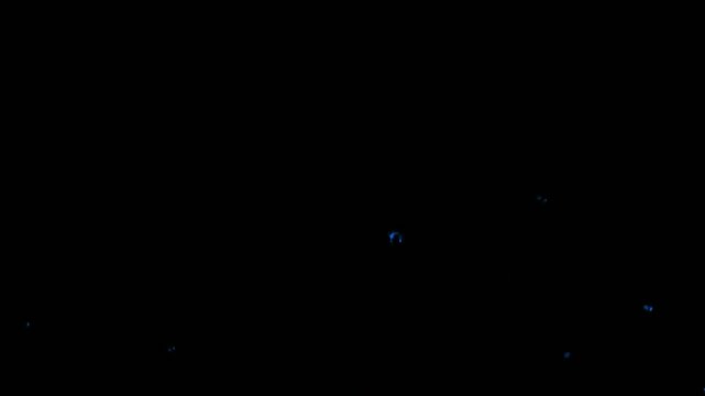 Animation blue water splash on black background.
