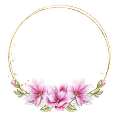 Watercolor flowers frame vector for design.