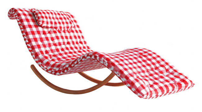 Red and white checkered rocking chaise lounge