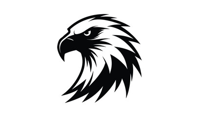 Obraz premium Stylized black and white eagle head emblem with fierce gaze on white background