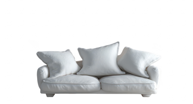 Simple white sofa with large pillows
