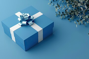 Vibrant Image of Blue and White Gift Box Mockup