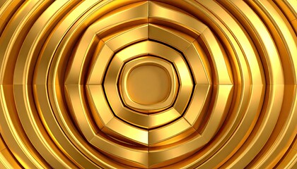 Gold Beveled Cube Tessellation Forming Concentric Radial Relief Against Black Background