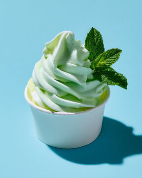 Frozen yogurt swirl looks delightful and refreshing in paper cup