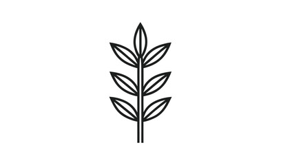 Fototapeta premium Simple line art illustration of a wheat stalk with leaves on a white background
