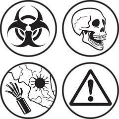 Skull and crossbones, a danger symbol often seen as a pirate flag or poison warning icon, is a vector illustration depicting a human skeleton head with bones
