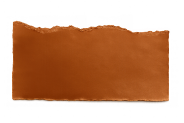 Horizontal orange ripped paper with jagged edges creating a blank space on a transparent background