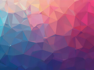 Abstract Low Polygonal Pattern in Shades of Blue Pink and Purple Geometric Triangular Mosaic Background Texture