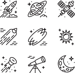 Obraz premium Cosmic Rocket Stars Vector Icons