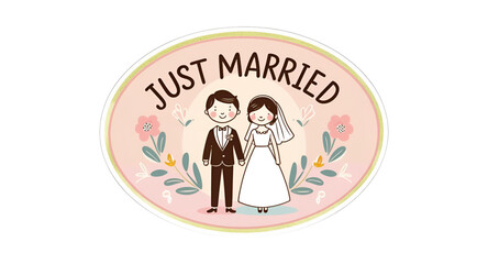 Obraz premium vintage label with a label for just married text