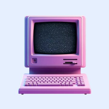 Retro pink computer design animation isolated asset, transparent 4K video, alpha channel, ProRes 4444
