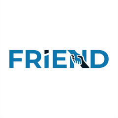 Friend Logo Concept Featuring a Handshake, Demonstrating Unity and Support Within a Friendship Bond and Creating a Playful Wordmark
