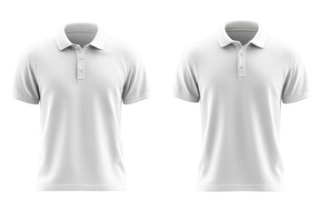 Two white polo shirts, side-by-side, blank