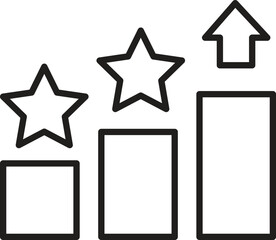 Chart with rising star icon showing SEO performance uplift or keyword growth with transparent background