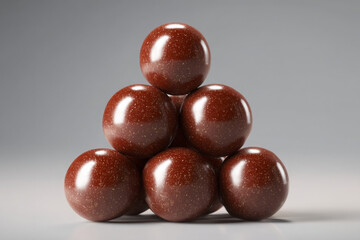 Obraz premium Stacked chocolate bonbons look delicious in pyramid style rim