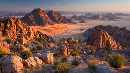 Obraz premium Red Rock Desert Landscape at Sunset