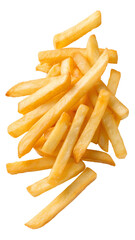 Falling french fries isolated on transparent background