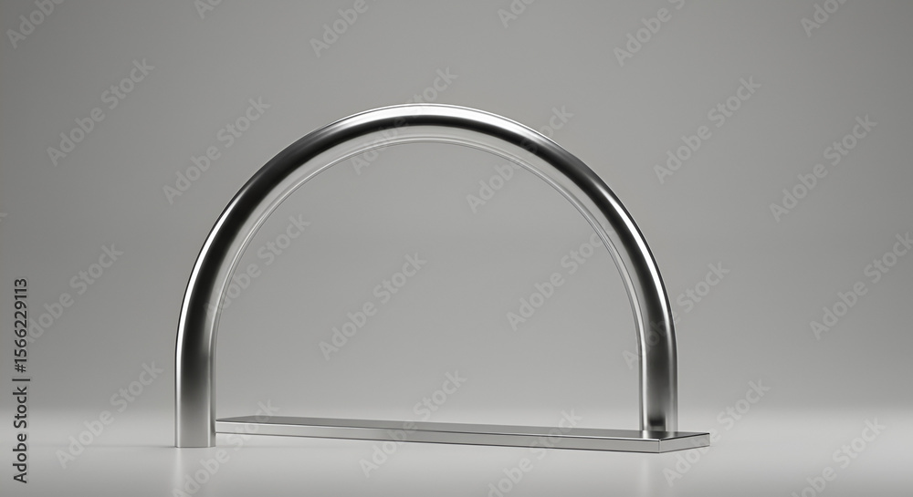 Fototapete minimalist architectural element: a reflective metallic semi-circle on soft gradient background