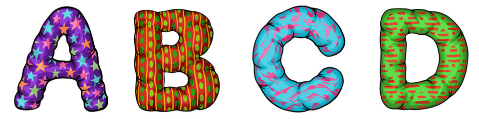vector illustration of alphabet set letter A B C D