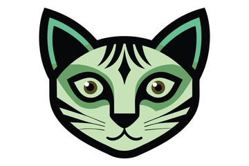 Abstract collage cat face with geometric and organic patterns