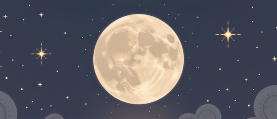 Naklejka premium Celebrating international moon day a celestial event under the night sky artistic illustration cosmic environment enchanting viewpoint